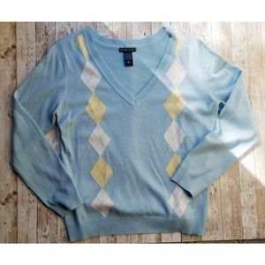 New York & Company Argyle V-neck Sweater